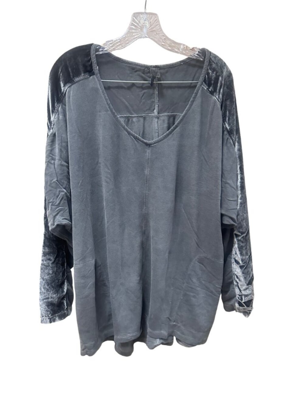 XCVI Orenda Ruched Velvet Panel Top - Women's 1X